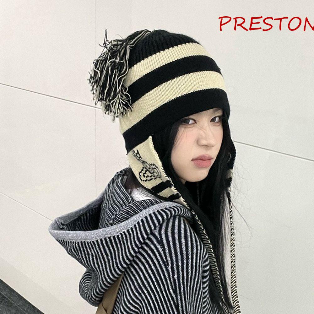 Mũ Beanie Dày Dặn Giữ Ấm Tai Phối Tua Rua Okazaki Nana Shinichi