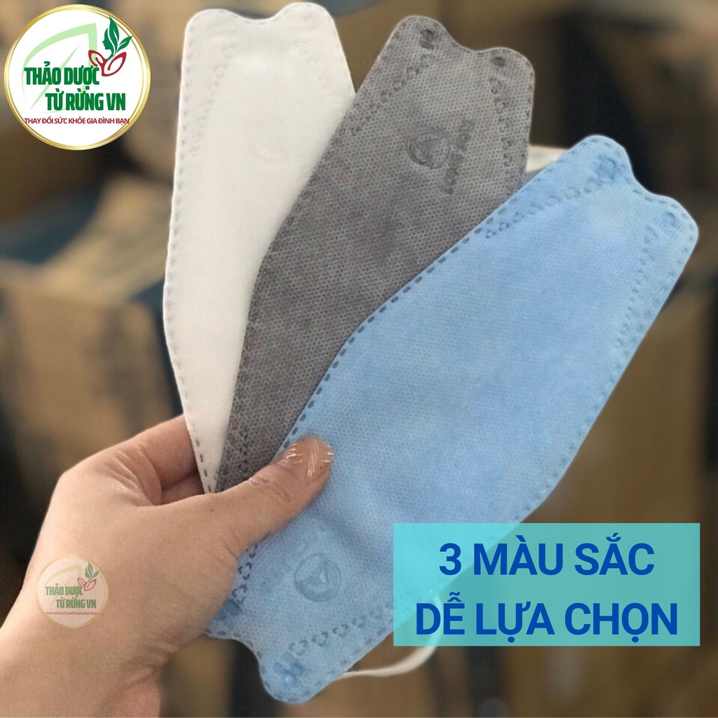 Khẩu Trang KF94 Long Sơn - Khẩu Trang 4D Thời Trang Chống Bụi Mịn Màu Trắng, Xanh, Xám Thảo Dược Từ Rừng VN