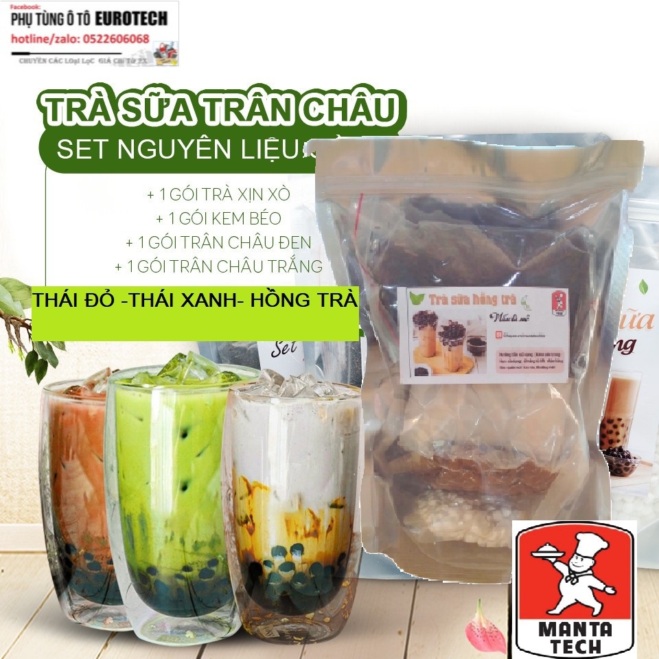 SET NGUYÊN LIỆU PHA TRÀ SỮA🥤 HỒNG TRÀ🌺 THÁI XANH☘ THÁI ĐỎ🍁 (25-30 Ly) -Mantatech kitchen
