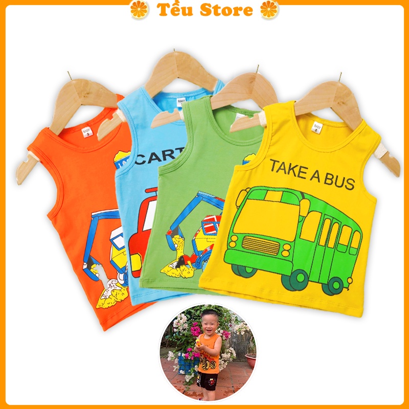 Áo Ba Lỗ Bé Trai -SALE- Áo Sát Nách Bé Trai Cotton Quảng Châu Siêu Mát 8-20kg Tều Store Size Cho Bé Từ 1 - 5 Tuổi