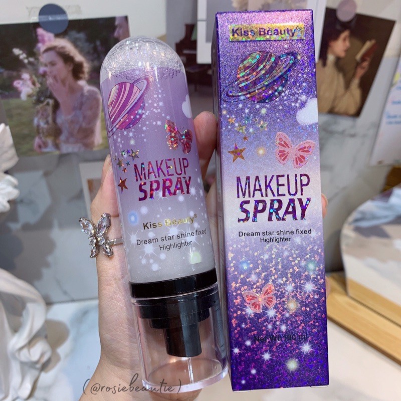 Xịt khoá makeup KISS BEAUTY Spray Tím