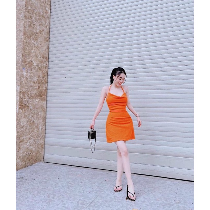 Váy đầm nữ ngắn xẻ tà sang chảnh hở lưng cổ đổ ôm body có mút ngực  nhiều màu xinh xắn 🍃🍃🍃L8777