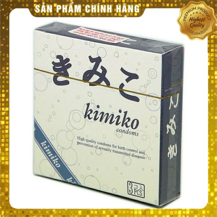 Bao cao su Gai li ti Siêu mỏng hộp 3 chiếc Kimiko - Nhật chính hãng