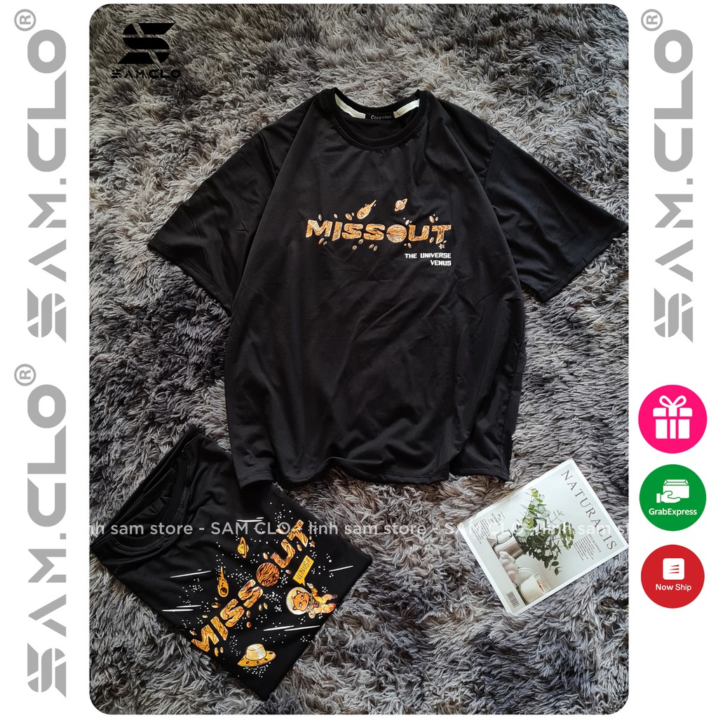 Áo thun tay lỡ nam nữ SAM CLO phông form rộng dáng Unisex - Ulzzang mặc cặp, nhóm, lớp in chữ missout VENUS màu đen