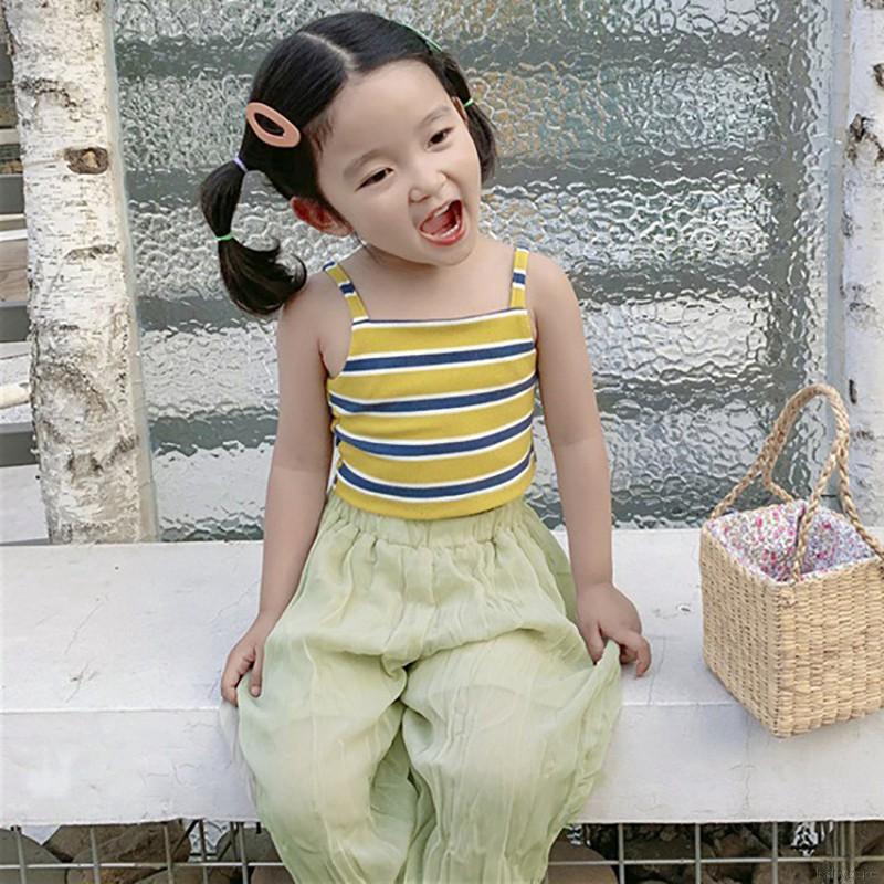 Áo Thun Sát Nách Kẻ Sọc Mùa Hè Cho Bé Gái