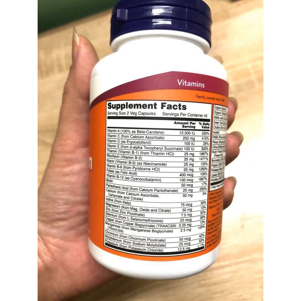 Vitamin tổng hợp bổ sung 37 loại vitamin, axit amin, khoáng chất EcoGreen Multi 90 viên, nhập từ hãng NOW foods USA | Thế Giới Skin Care