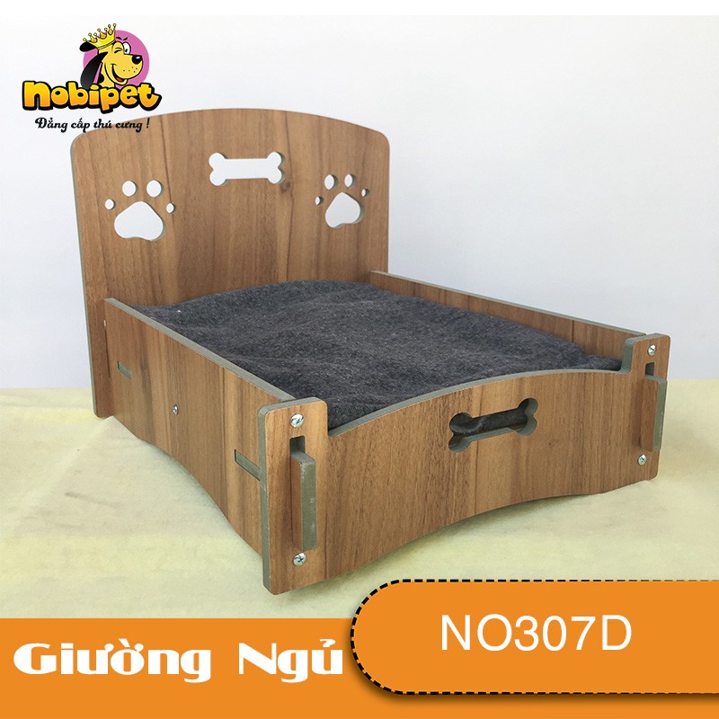 Giường Nằm Gỗ Lắp Ráp Queen Mini Gỗ Nâu Cho Dòng Chó Mèo Nhỏ