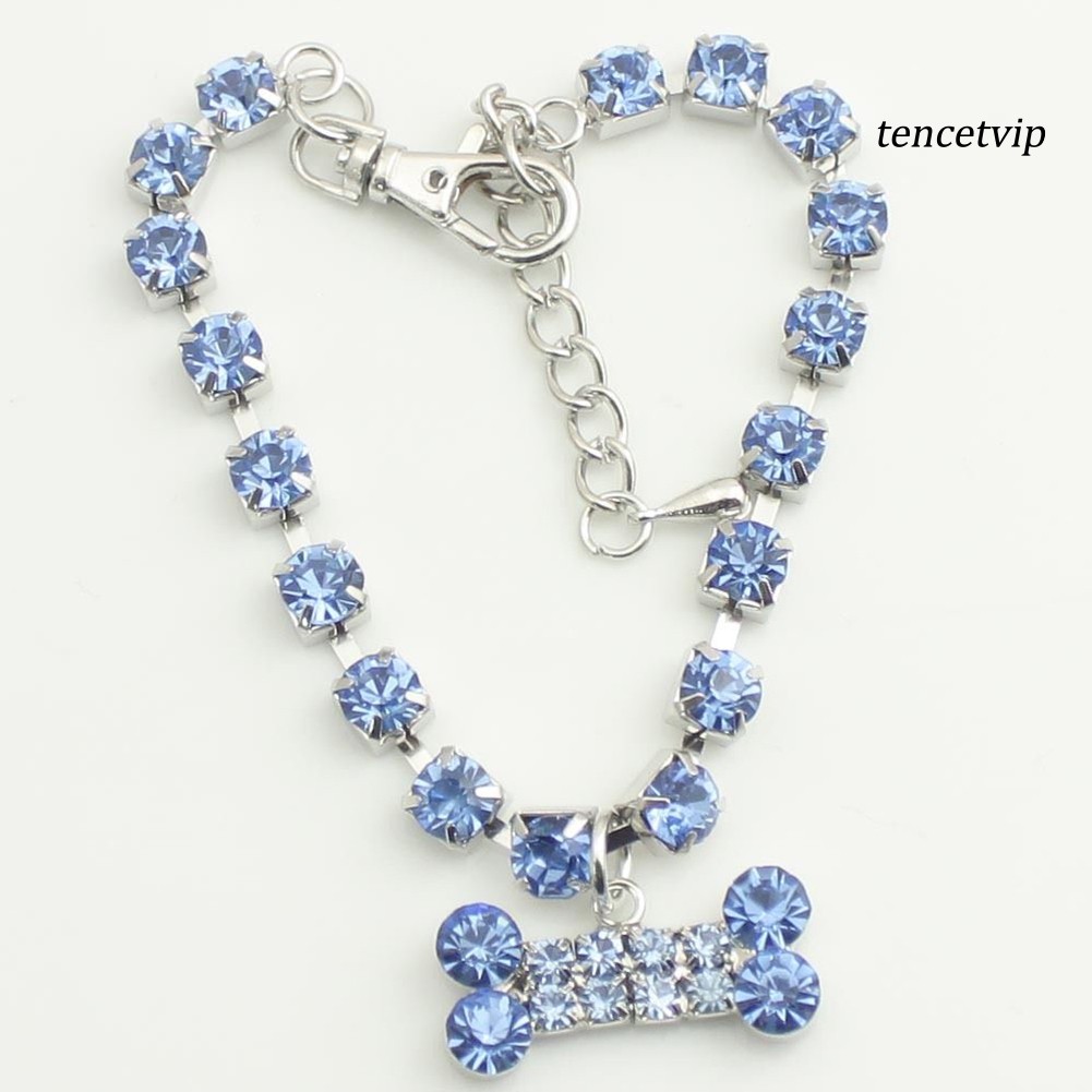 vòng cổ Mặt Hình Khúc Xương Đính Đá Dễ Thương Cho Thú Cưng