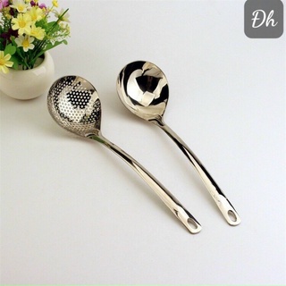 COMBO 2 VÁ MÚC CANH (VÁ ĐẶC & VÁ LỔ) INOX 304 CAO CẤP, CÁN CÁCH NHIỆT VÂN GỖ SANG TRỌNG DÀI 33CM