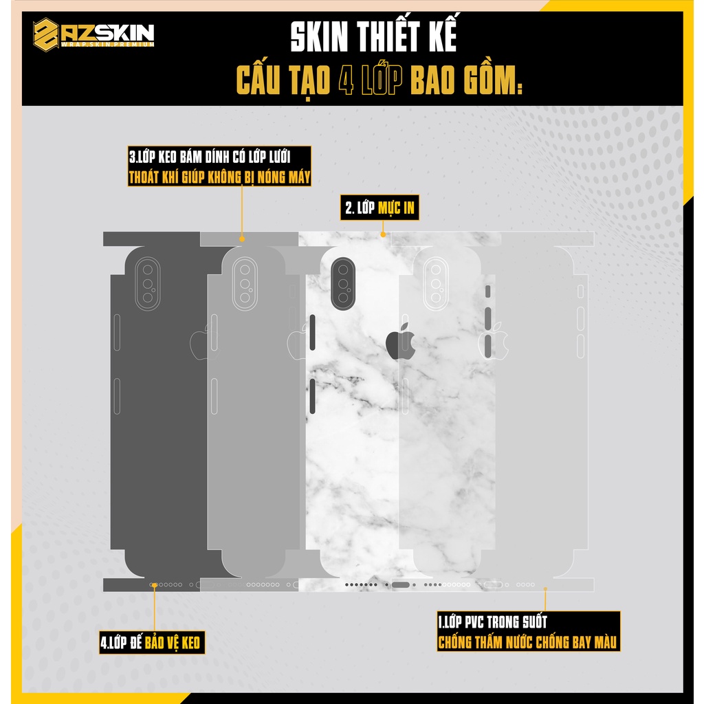 Miếng Dán Skin IPhone X/XS/XR/XS Max Họa Tiết Vân Đá Trắng |SK_IPHT18| Film Chính Hãng, Cắt CNC, Dán Kín Lưng Viền Máy