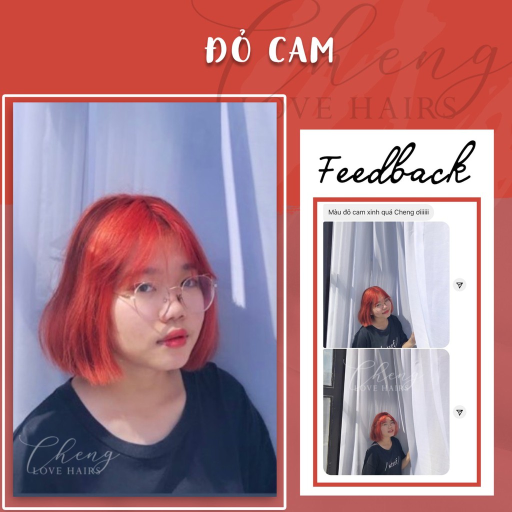 Thuốc nhuộm tóc màu ĐỎ CAM - ORANGE RED cần dùng thuốc tẩy tóc Chenglovehairs, Chenglovehair