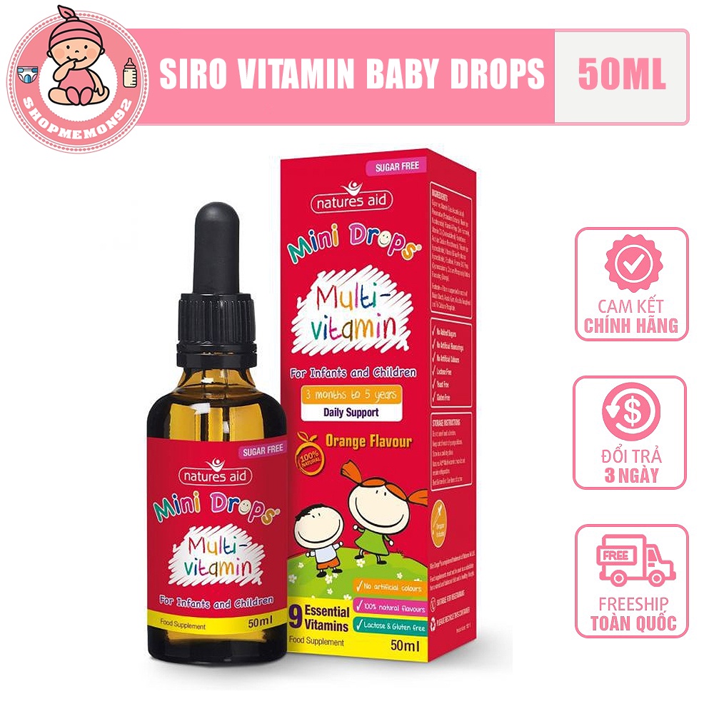 (lọ thủy tinh) siro vitamin baby drops hương cam thơm ngon cho bé