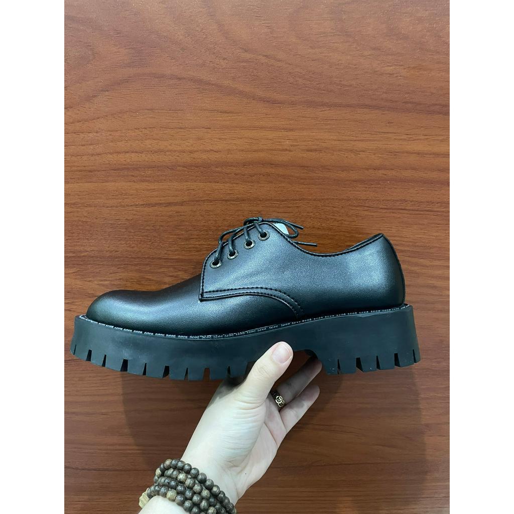 Giày da nam Chunky Derby đế cao su đúc được khâu chắc chắn tăng chiều cao 3.8cm phong cách hiện đại