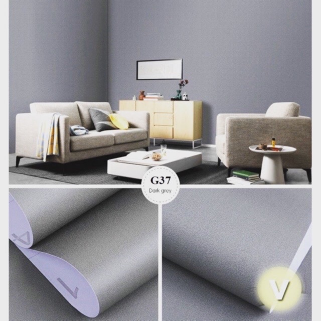GIẤY DÁN TƯỜNG MÀU GHI TRƠN KHỔ 60 CÓ KEO DECAL DÁN TƯỜNG CHỐNG ẨM MỐC GIẤY DÁN TƯỜNG HÀN QUỐC BỀN ĐẸP