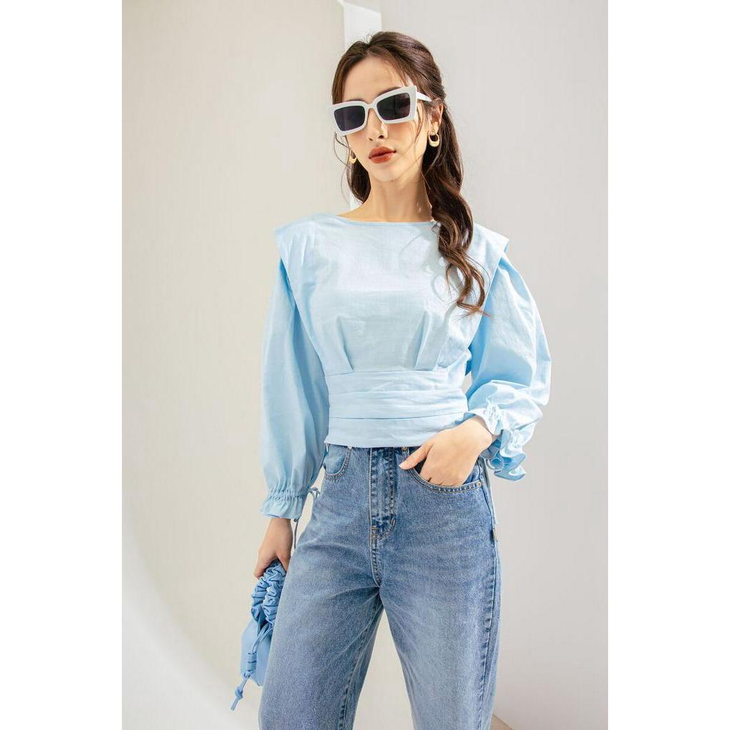 Áo Sơ Mi Vai Chờm Nhún Eo CCHAT