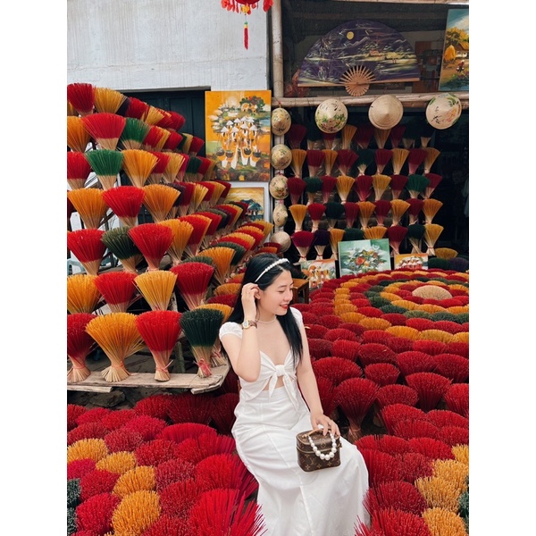 V0316 Váy tay chun nơ ngực