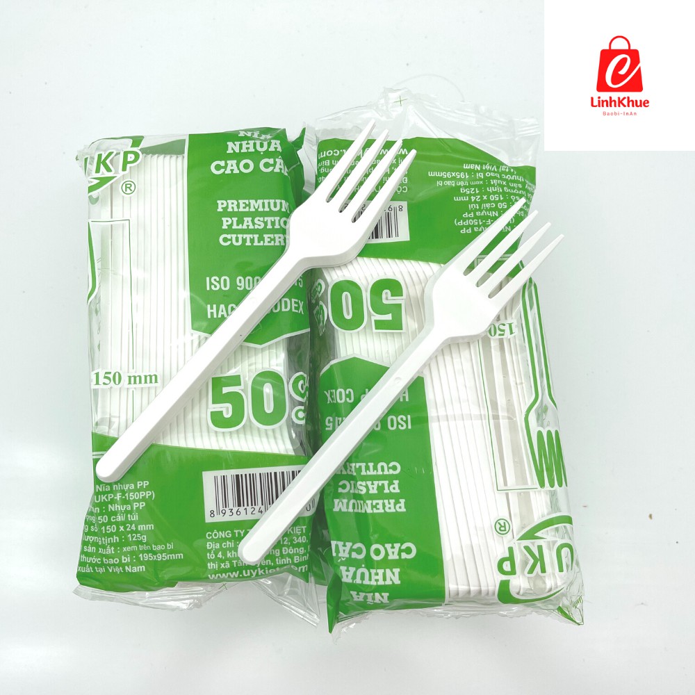 Dĩa Dùng 1 Lần  + Combo 50 chiếc + Màu Trắng Đục + Cam Kết đảm bảo an toàn vệ sinh thực phẩm + SP011 +Dĩa Uy Kiệt + Nĩa