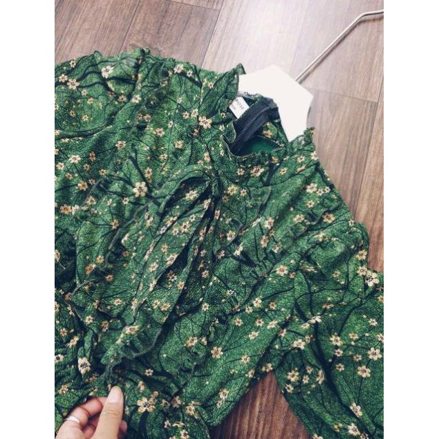 Váy hoa nhí xanh maxi