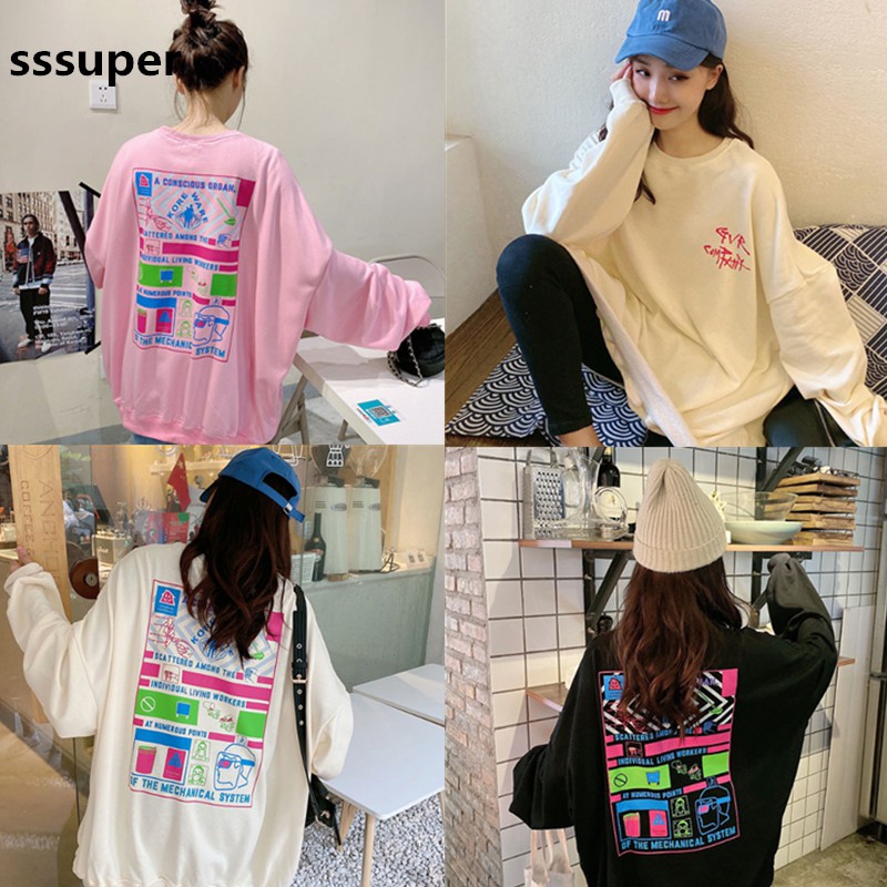 áo nỉ  sweater phong cách Hàn Quốc dài tay nữ ulzzang Cao Cấp