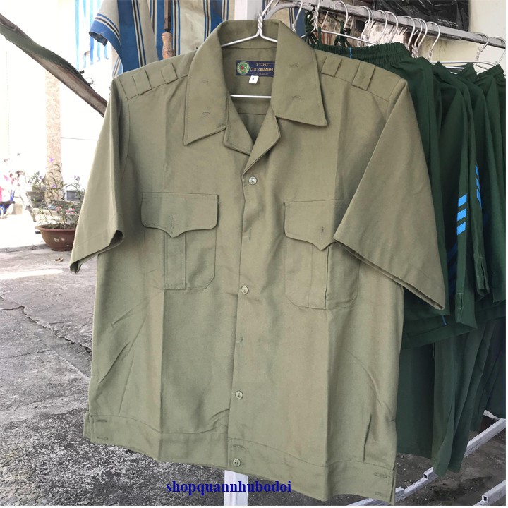 Áo bay nam ngắn tay màu cỏ úa