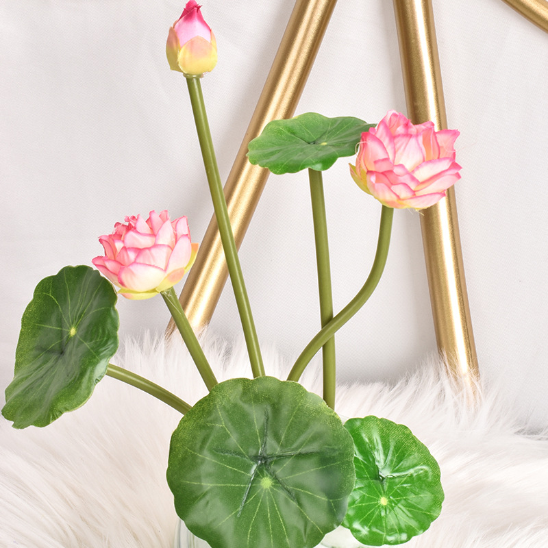 Hoa sen giả Houseeker 3 nhánh trang trí nhà ở