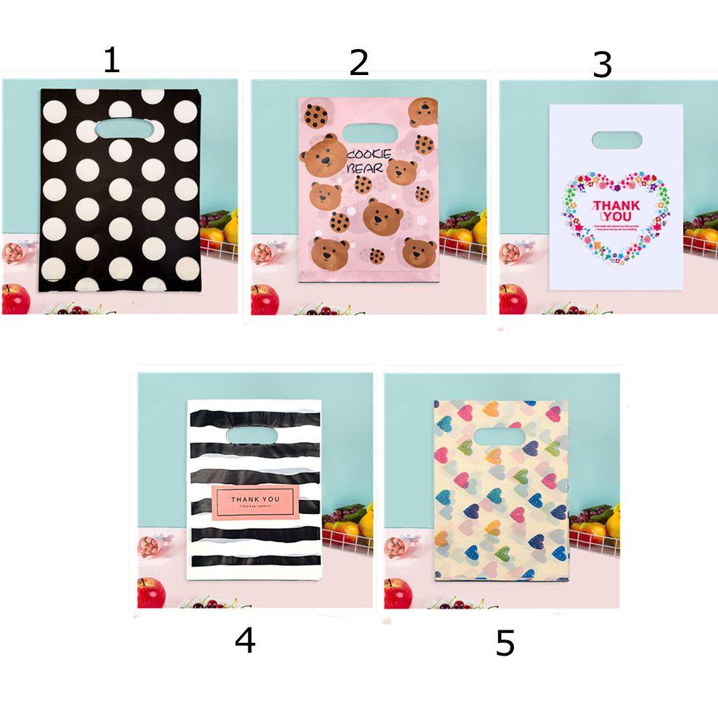 Set 100 Túi Nhựa Đựng Quà In Họa Tiết Xinh Xắn