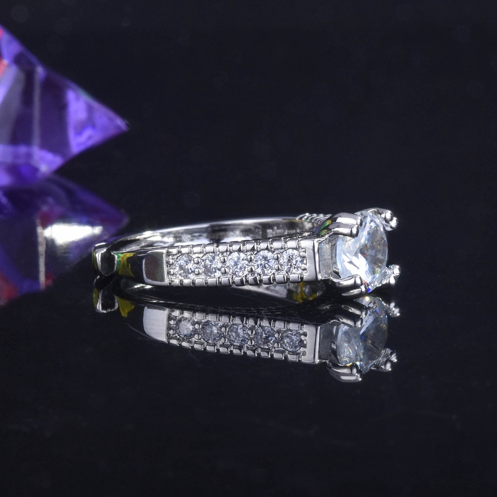 Nhẫn Hở Đính Đá Zircon 1 Karat D Màu Sắc Siêu Sáng Cho Nữ-JHS3-A