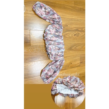 Áo kiểu croptop trễ vai tay dài phồng cúp ngực hoa nhí tiểu thư voan - Order taobao quảng châu