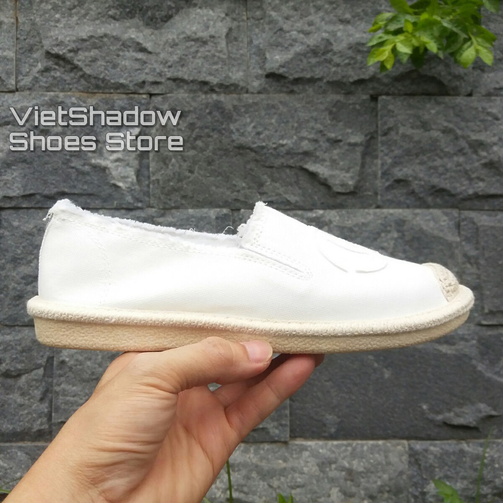 Slip on cói nữ - Giày lười vải nữ cao cấp - Vải thô màu trắng - Mã SP 310