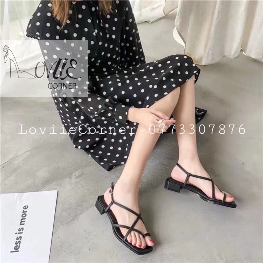 GIÀY SANDAL CAO GÓT NỮ 5CM LOVIIECORNER -SANDAL NỮ DÂY MẢNH XỎ NGÓN ĐÉ VUÔNG G210508 S200612