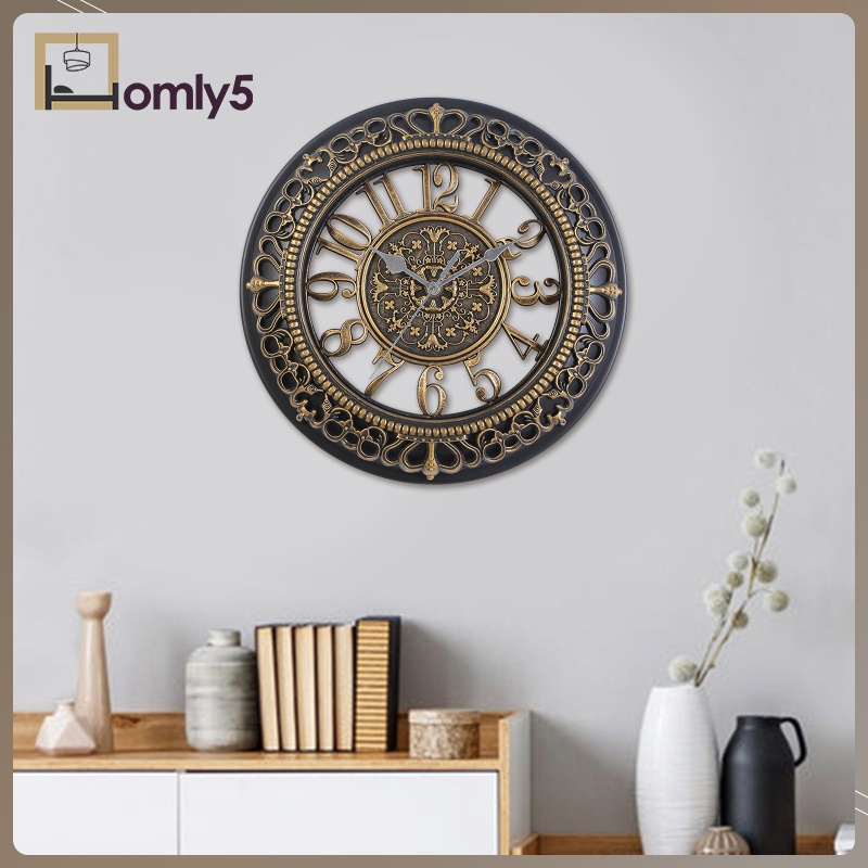 Đồng Hồ Treo Tường Mặt Kính Lớn 12 Inch Không Tiếng Ồn Phong Cách Vintage