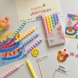 Nến Sinh Nhật Set 6 Cây Cắm Bánh Màu Pastel Hình Xoắn