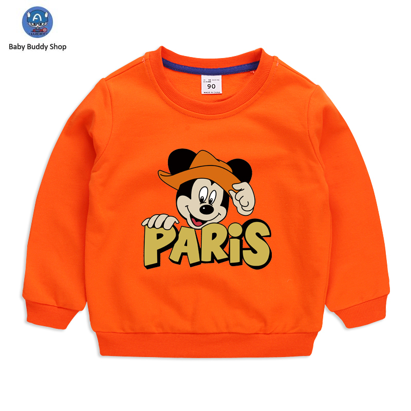 Áo Sweater Tay Dài In Hình Chuột Mickey Có 10 Màu Cho Bé