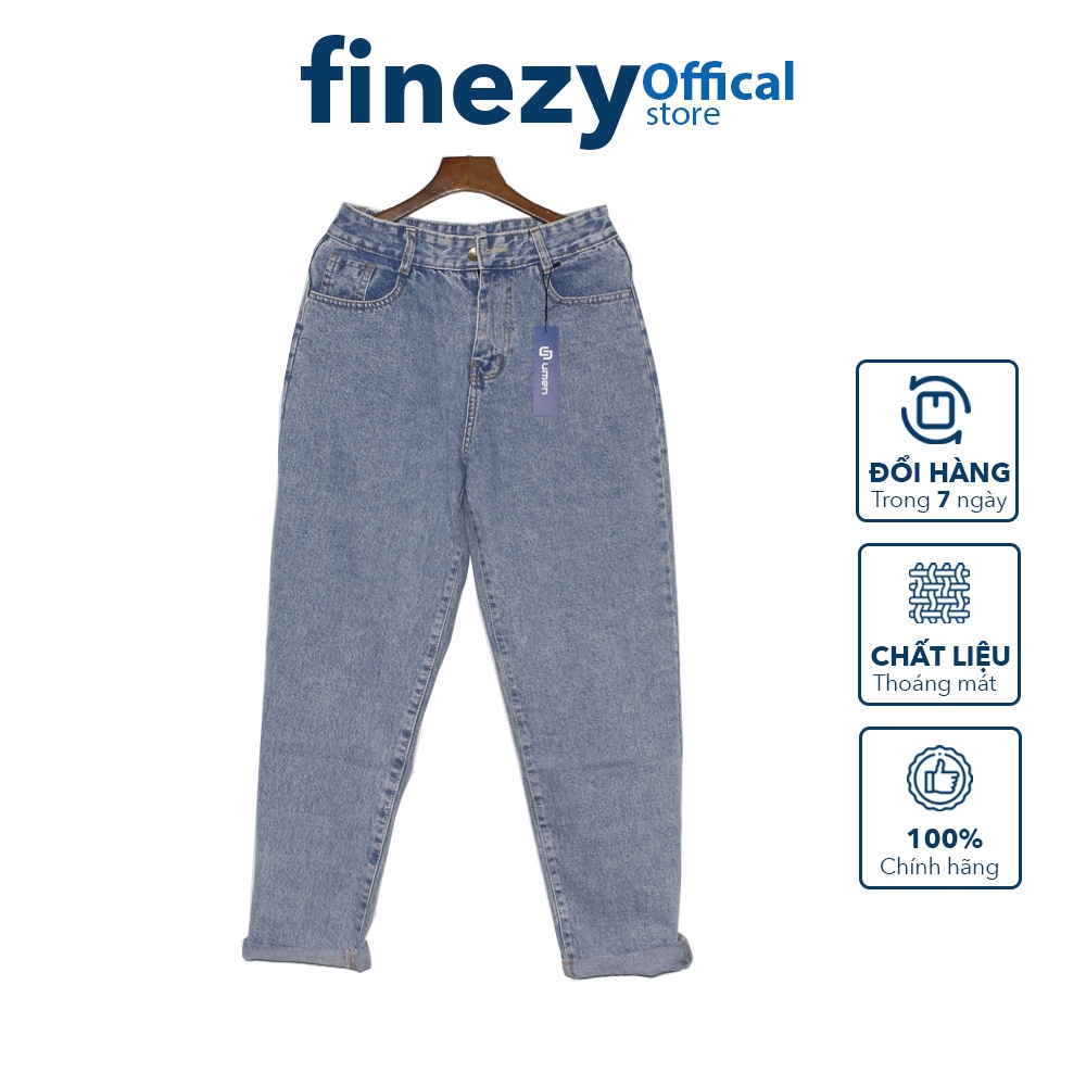 Quần jean baggy xanh unisex nam nữ ống suông ống rộng hottrend phong cách thời trang Hàn Quốc - Finezy