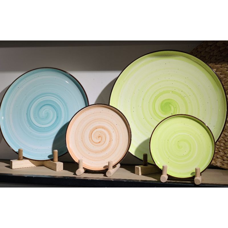 Đĩa sứ tròn, đĩa decor màu xanh lá size 6" - 15cm - SỨ CAO CẤP