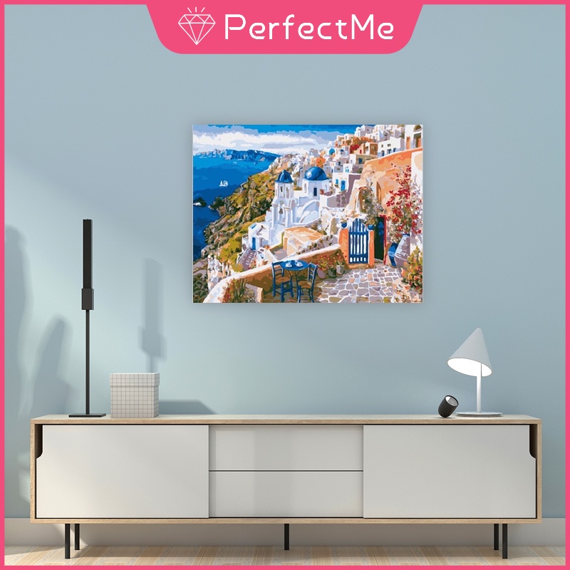 Bộ tranh sơn dầu 40x50cm tự làm họa tiết phong cảnh cảng và con thuyền độc đáo