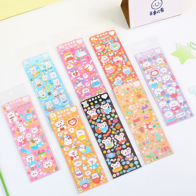 Sticker Dán Trang Trí Sổ Tay DIY Hình Động Vật Hoạt Hình Đáng Yêu