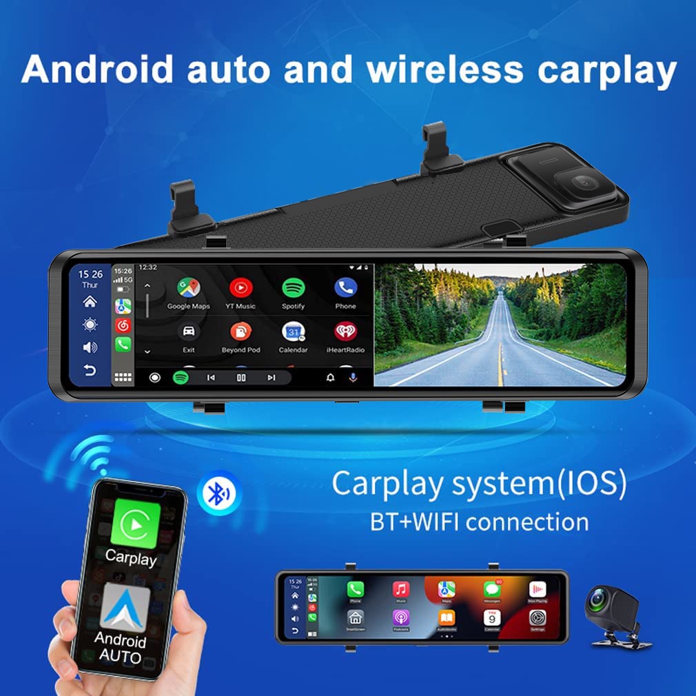 [ tặng thẻ nhớ 64G] Camera Hành Trình Cho Xe Hơi/Ô Tô Màn Hình Cảm Ứng 12 Inch Ips Bên Trước Và Sau 2K/Full HD1080P, Bul | BigBuy360 - bigbuy360.vn