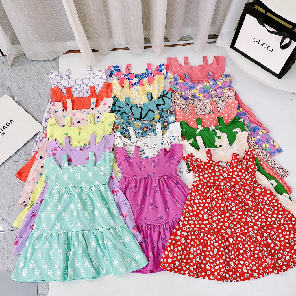 XẢ CẮT MÃ ✓12-22kg✓ Váy hở vai chất liệu cotton xuất cho bé cực xinh BẢNG MÀU 2