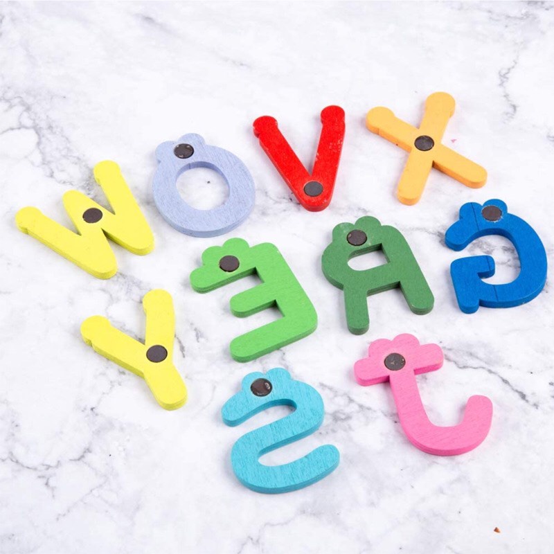 Bộ 26 Chữ Gỗ Tiếng Anh In Hoa Có Nam Châm Cho Bé