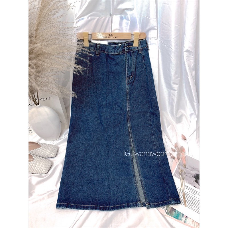 [Sẵn hàng] Chân váy jean maxi xẻ trước | BigBuy360 - bigbuy360.vn