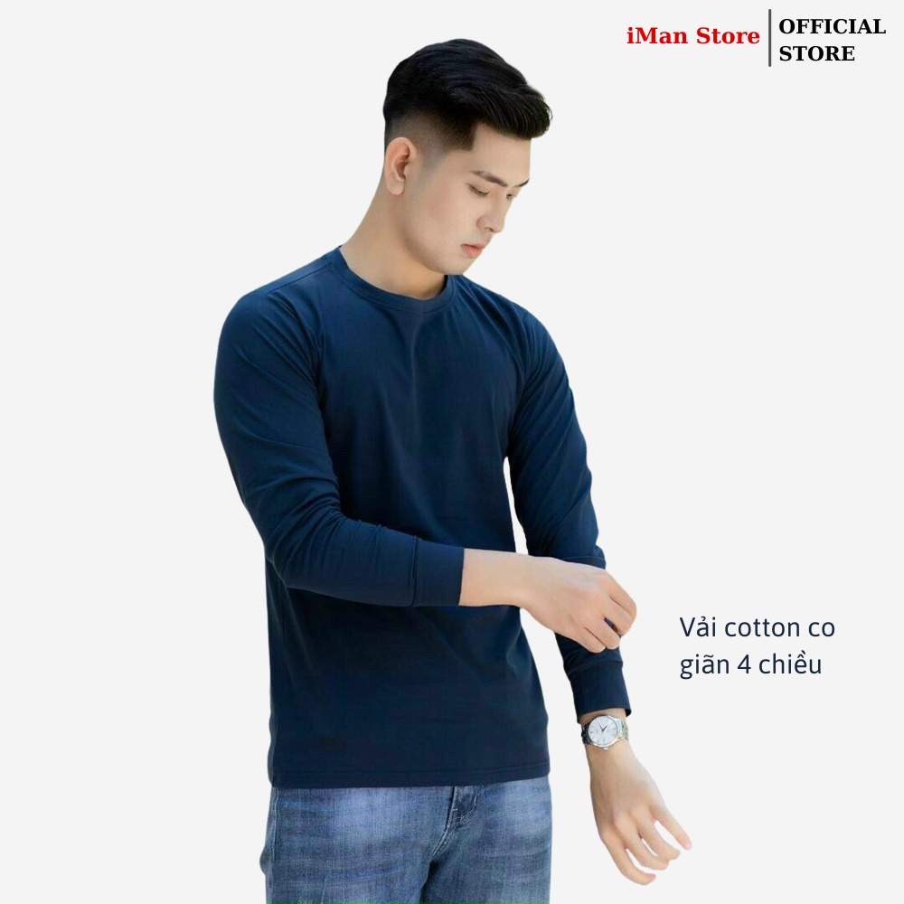 Áo Thun Nam Dài Tay Cổ Tròn, Áo Phông Nam Trơn Dài Tay Vải Cotton Mềm Mịn, Co Giãn, Thấm Hút Tốt iMan Store