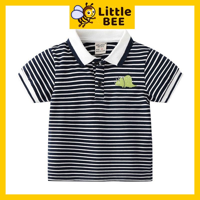 Áo POLO cho bé WELLKID, áo thun cho bé Khủng Long sắc màu LITTLE BEE