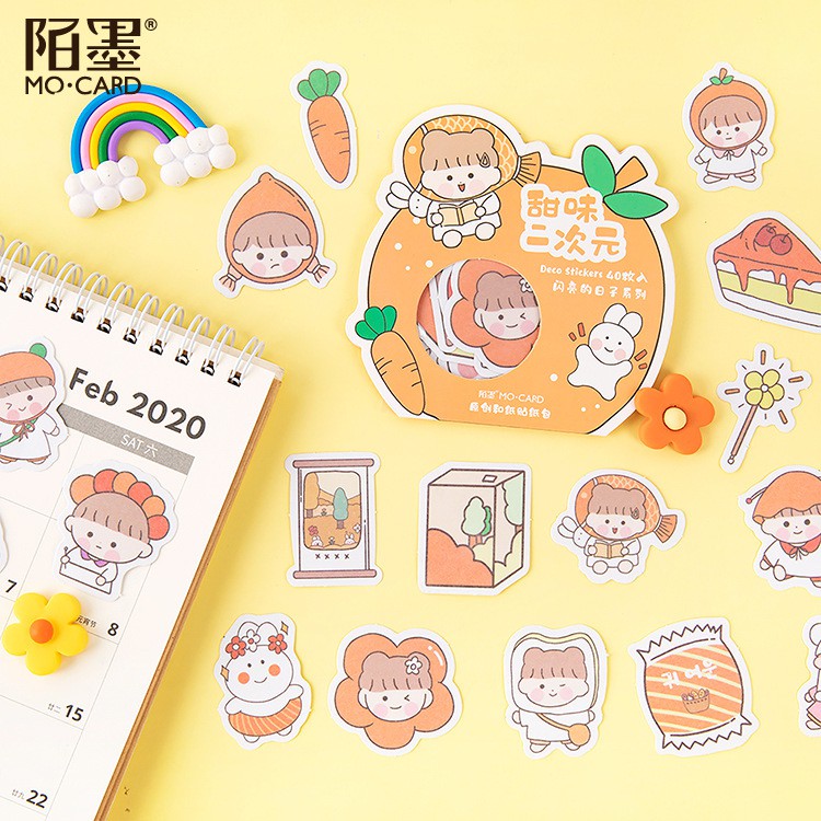 Set 40 miếng Cute Girl Character Mo Card sticker