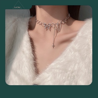 Vòng Choker Dây Chuyền Bạc Dây Chuyền Mặt Hình Bướm Bling Hàn Quốc_Leau VC11