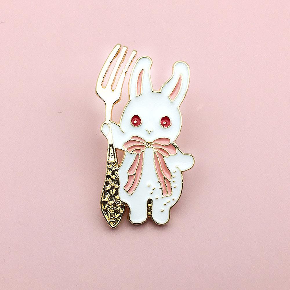 Trâm Cài Áo Hình Thỏ VANES1 Tráng Men Màu Xanh Dương Hồng Pastel Thời Trang Trang Trí Túi Xách