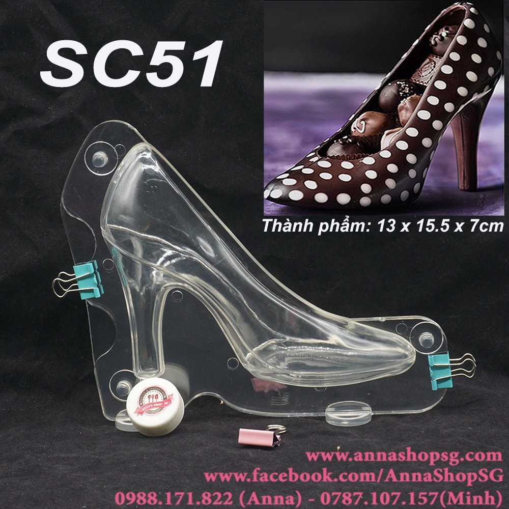 KHUÔN SOCOLA NHỰA CỨNG GIÀY CAO GÓT LỚN SC51