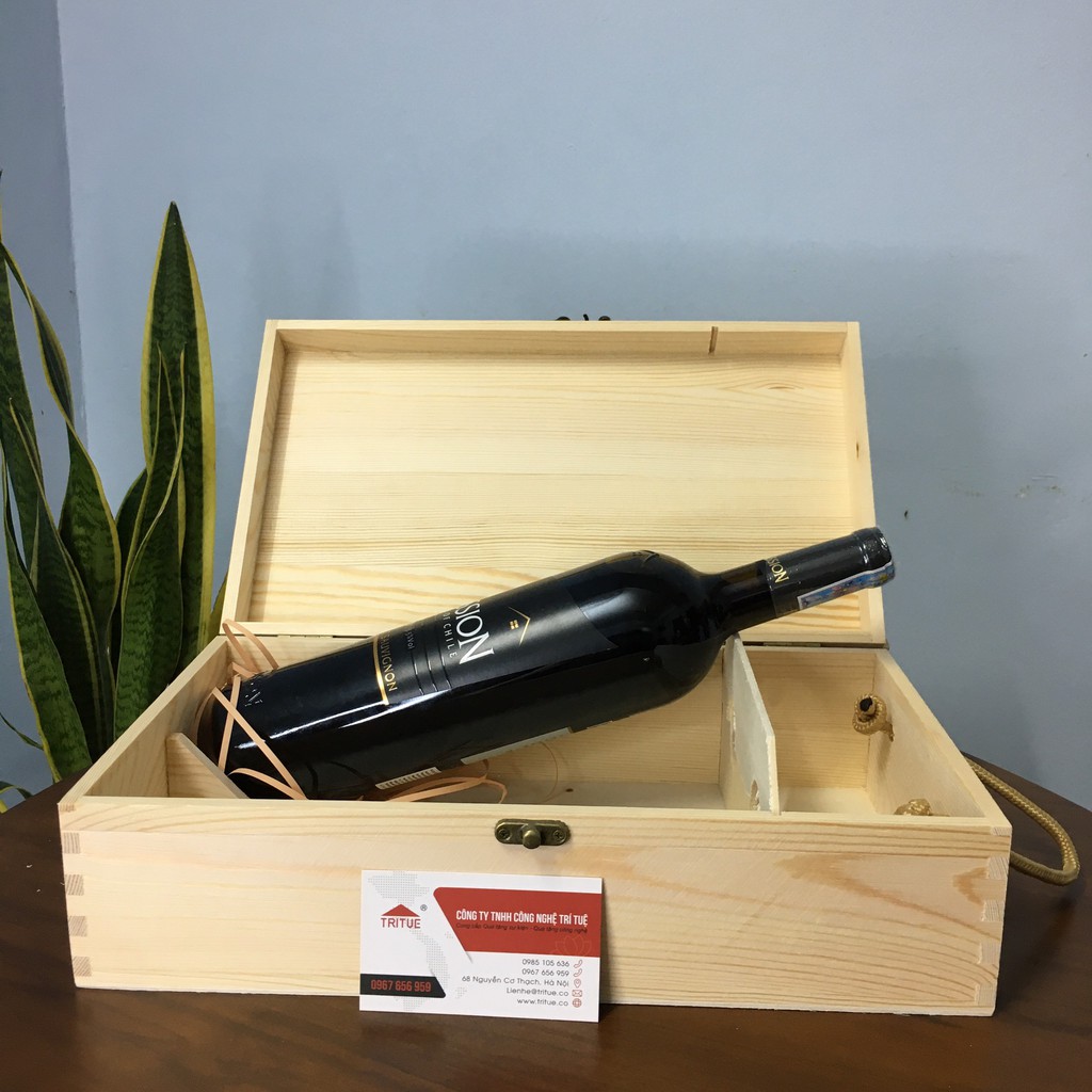 Vỏ hộp đựng rượu vang biếu tết cao cấp- Hộp đựng rượu bằng gỗ thông