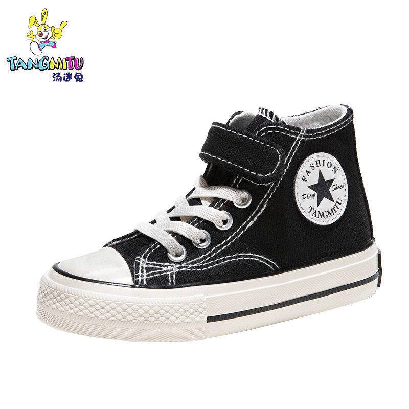 Giày Thể Thao Vải Canvas Cổ Cao Khóa Dán Cổ Điển Thời Trang Mùa Xuân Cho Bé Gái 5