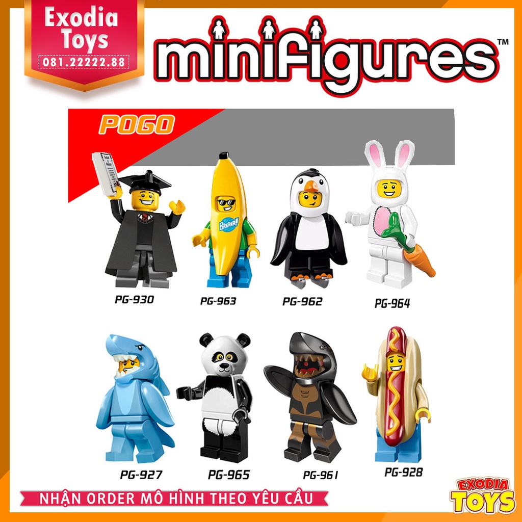 Xếp hình Minifigure hoá trang linh vật ngộ nghĩnh - Đồ Chơi Lắp Ghép Sáng Tạo - POGO 928-962